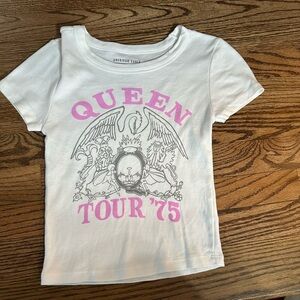 White Graphic Tee with Pink Print